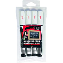 Lot de 4 marqueurs craies Uni Chalk PWE5M pointe conique moyenne coloris blanc