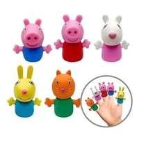 Set de 5 marionnettes a doigts peppa pig et ses amis - mini figurines - theatre, spectacle