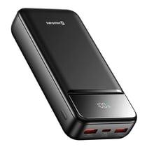 Swissten Batterie Externe 20000mAh avec USB-C et 2 USB Écran LED Compacte Noir