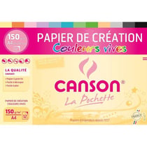 Papier de création Canson - Colorline - Couleurs vives - A4 - 150 g - 12 feuilles