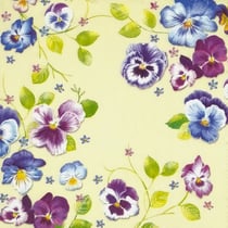Lot de 4 serviettes en papier découpage collage 33 cm FLEUR PENSEES FA 2034