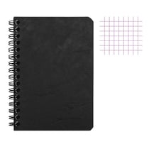 Carnet - 9x14 cm - Petits carreaux - 100 pages - Couverture noir - Spirale