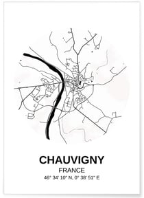 Affiche Carte Chauvigny | A3 : 29,7x42cm