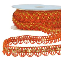 Bobine 25m Galon robe fil métallisé Orange 14mm