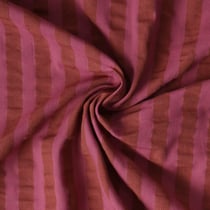 Tissu Coton imprimé Énara rayures Terracota sur fond Bois de rose - Au mètre