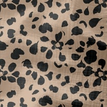 Tissu Double gaze Coton Karakulac pétales vert gris sur fond Beige