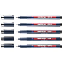 Lot de 5 feutres fins de précision EDDING 1800 - Pointe fine 0,3 mm - Noir