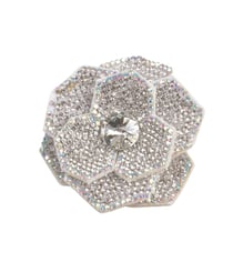 Fleur broche strass 10cm x 7cm blanc