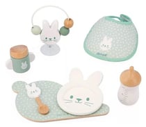 Set poupon zen 7 accessoires, repas et jouet - janod - j06629 - accessoires poupee
