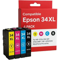 Pack de Cartouches Compatibles EPSON 34XL pour Imprimantes WF 3720DW, 3720DWF, 3725DW & WorkForce Pro 3720DW, 3720DWF, 3725DW