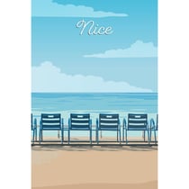 Tableau sur toile illustration chaises Nice 45x65 cm