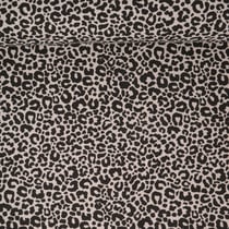 Tissu Toile de Coton aspect lin Léoléo noir sur fond Naturel