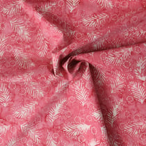 Tissu Coton imprimé Batik Lianys sur fond Rose - Au mètre