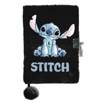 Carnet Secret Stitch Disney Fourrure Noire et Pompon