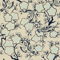 Tissu Coton imprimé Motif japonais sur fond Beige