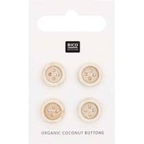 4 boutons en noix de coco - 12 mm