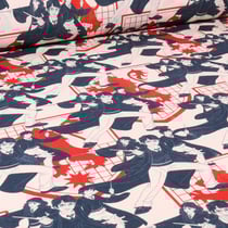 Tissu Coton imprimé Gris anthracite