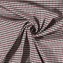 Tissu gabardine légère Petits carreaux Bordeaux et noirs sur fond Blanc cassé - Au mètre