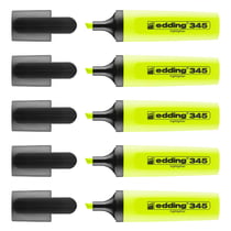 Lot de 5 surligneurs - EDDING - Jaune - Pointe biseautée 2-5 mm - Rechargeable