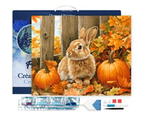 Diamond Painting Broderie Diamant Figured’Art 40x50cm toile tendue sur châssis en bois - diamants carrés - Lapin et citrouilles