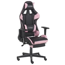 Siège de Gamer Noir et Rose en Cuir PU 126-136 cm Pivotante Repose-Bras et Repose-Pieds ajustables Moderne