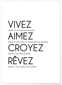 Affiche 'Vivez, Aimez, Croyez...' | A3 : 29,7x42cm