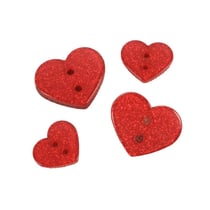 Bouton coeur pailleté rouge