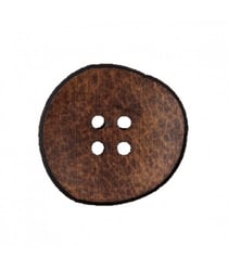Carte de 2 boutons Recyclé cuir 20mm motif brut - Union Knopf Marron