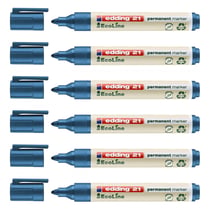 Lot de 6 marqueurs permanents - EDDING - Pointe ronde 1,5-3 mm - Bleu - EcoLine