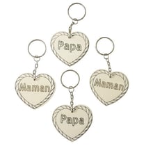 Graine Créative - Porte-clés Maman Papa en bois (10 pièces)