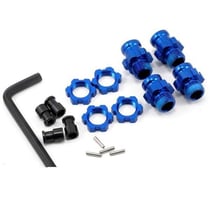 Hexagones de roues alu (2courts/2longs) + écrous de roues bleus - Traxxas 5853X