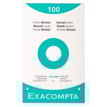 Étui de 100 fiches - bristol blanc quadrillé 5x5 perforé 125x200mm - Blanc - x 12 - Exacompta