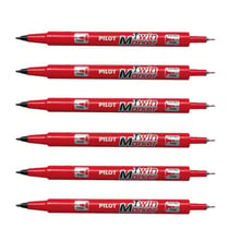 Lot de 6 marqueurs permanents PILOT Twin Marker Begreen - Rouge - Pointe ogive fine et moyenne