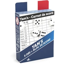 Jeu de yam's : 5 des + bloc de score - jeu de voyage traditionnel - ducale