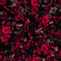Tissu Viscose EcoVero digital fleurs Rouge sur fond Noir