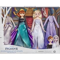 Coffret poupée reine des neiges ii - anna et elsa tenues royales : 2 poupées - 4 tenues - disney frozen - hasbro - f2063