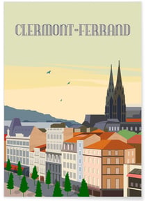 Affiche ville Clermont Ferrand 2 | A3 : 29,7x42cm