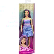 Poupée barbie fashionistas - robe bleue avec papillons blanc - mattel - hyt89