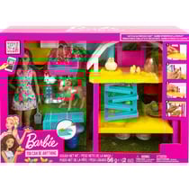 Barbie a la ferme + 2 poules + 1 vache et lapin - 25 accessoire - poupée barbie - mattel - hgy88 - véhicule barbie