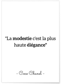 Affiche Coco Chanel : 'La modestie...' | A3 : 29,7x42cm