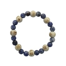 Bracelet Sodalite Perles rondes 8 mm et Perles bois 1 cm - Omsaé