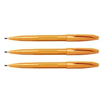 Lot de 3 stylos feutres d'écriture - Pentel - Pointe moyenne 0,8 mm - Ocre