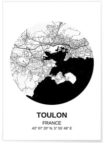 Affiche Carte Toulon | A3 : 29,7x42cm