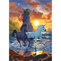 Puzzle 2 licornes se promenent sur la plage 1000 pieces - collection monde feerique - educa - 19025
