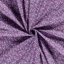 Tissu Coton imprimé Multiflowers sur fond Violet - Au mètre