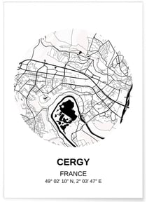 Affiche Carte Cergy | A3 : 29,7x42cm