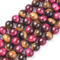 Fil de 30 perles ronde en pierre naturelle fabrication bijoux OEIL DE TIGRE ROSE MARRON 6 mm