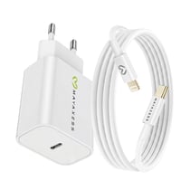 Mayaxess Chargeur Secteur pour iPhone SE 2020 18W + Câble Lightning 1m Blanc