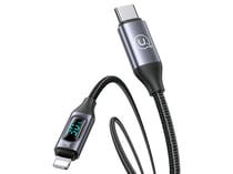Avizar Câble de chargement 30W Type-C à Lightning 1.2m Modèle Display BD avec Écran LED Noir