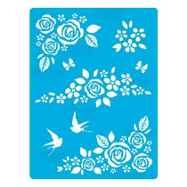 Pochoir plastique souple réutilisable 18,5 x 14,5 cm Fabrika Decoru ROSE HIRONDELLE 183